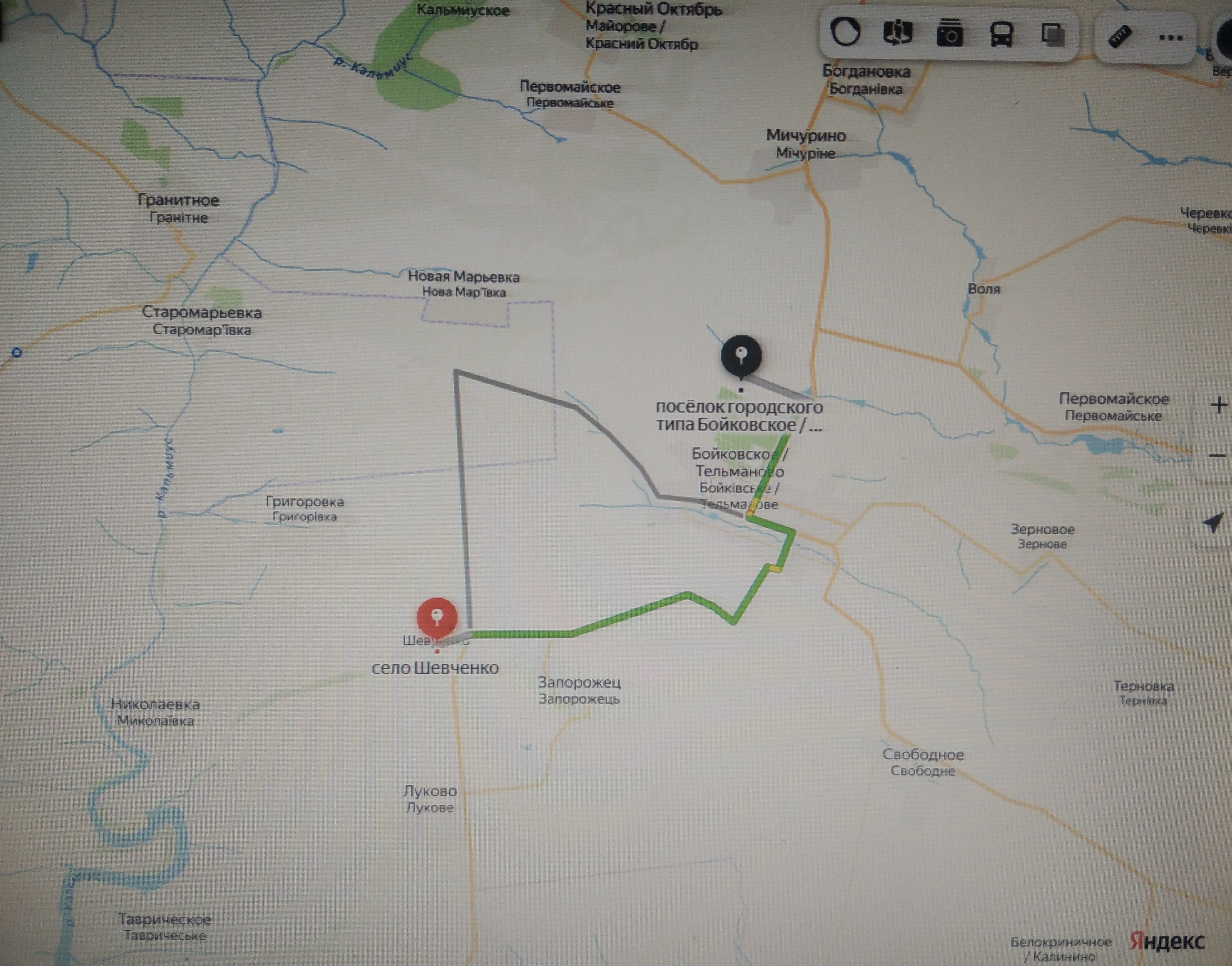 Схема проезда к школе от пгт Тельманово
